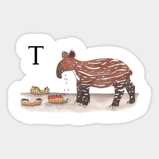 T is for Tapir Sticker